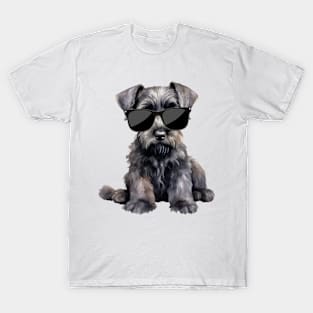 Giant Schnauzer Puppy Wearing Sunglasses T-Shirt